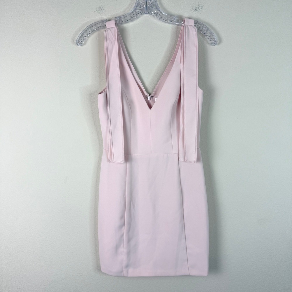 Amanda Uprichard Dress Womens XS Pink V-Neck Sleeveless Mini Sheath Cocktail